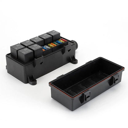 12V 9-Way Fuse Relay Box w/ 4-Pin 40A Relays & Fuses for Car Accessories