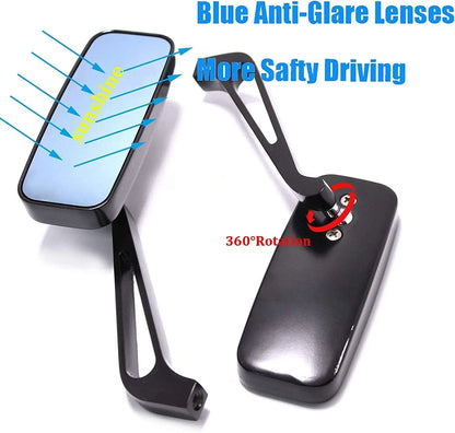 Black Aluminum Rearview Side Mirrors 8/10MM for Universal Motorcycle