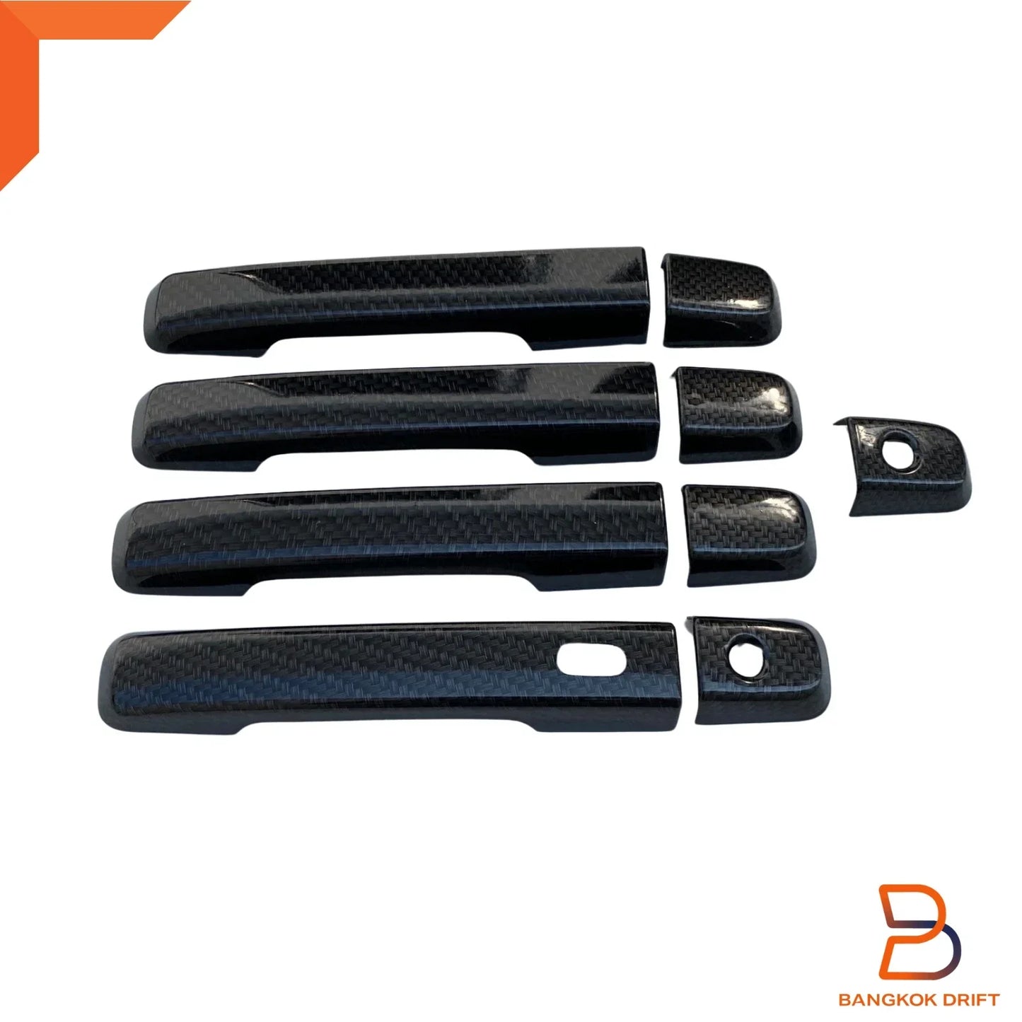 9 x Black Carbon Fiber Door Handle Covers for Isuzu D-Max, MU-X (12-19)