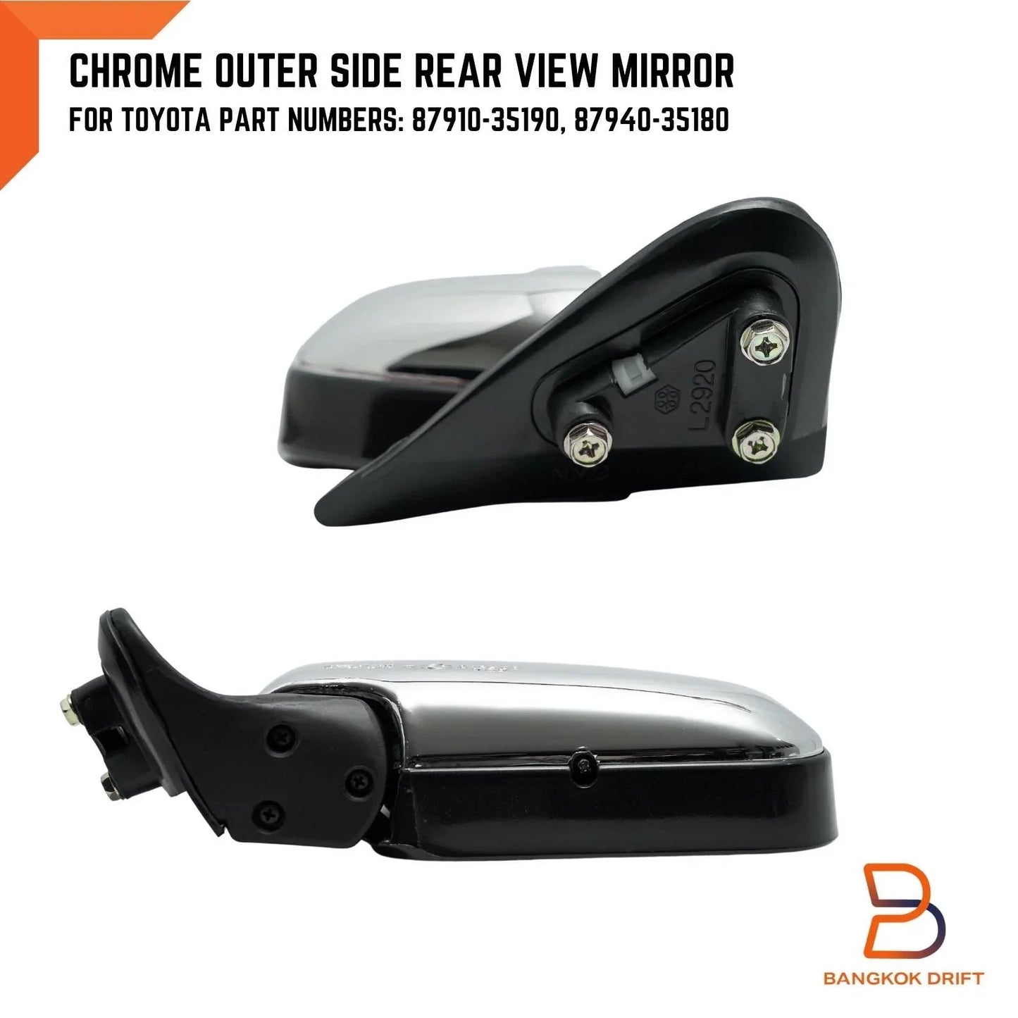 Chrome Wing Door Side Mirror for Toyota Hilux MK3 4Runner Surf (88-97)
