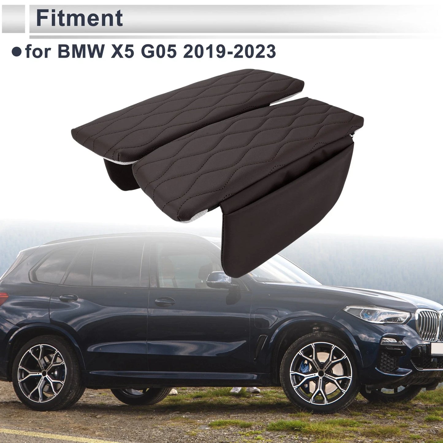 Center Console Cover with Storage Bag for BMW X5 G05 (2019 - 2023) Dark Brown
