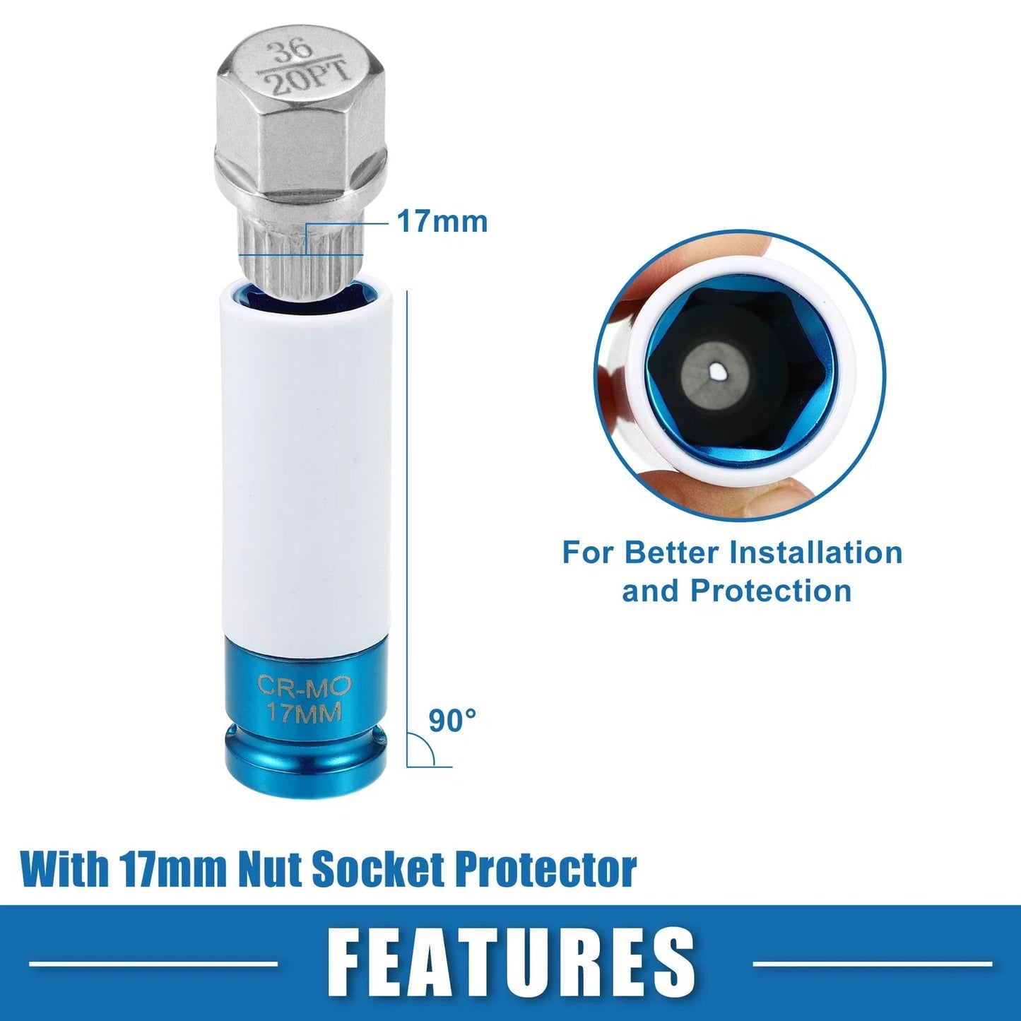 Wheel Lock Lug Nut Kit with Socket Protector for BMW