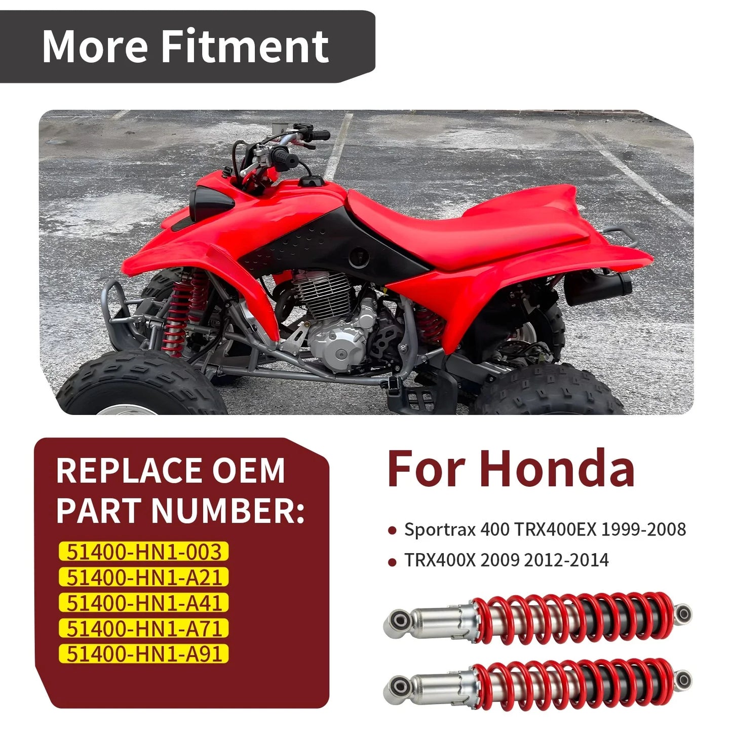 Front Shock Absorber 2x4 for Honda TRX400X (2009–2014)