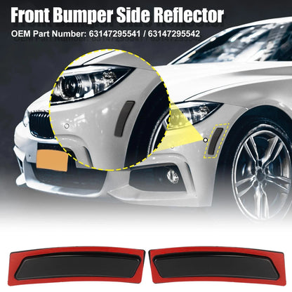 2x Black Lens Front Bumper Side Marker Reflector for BMW 428i 435i (2014-2016)