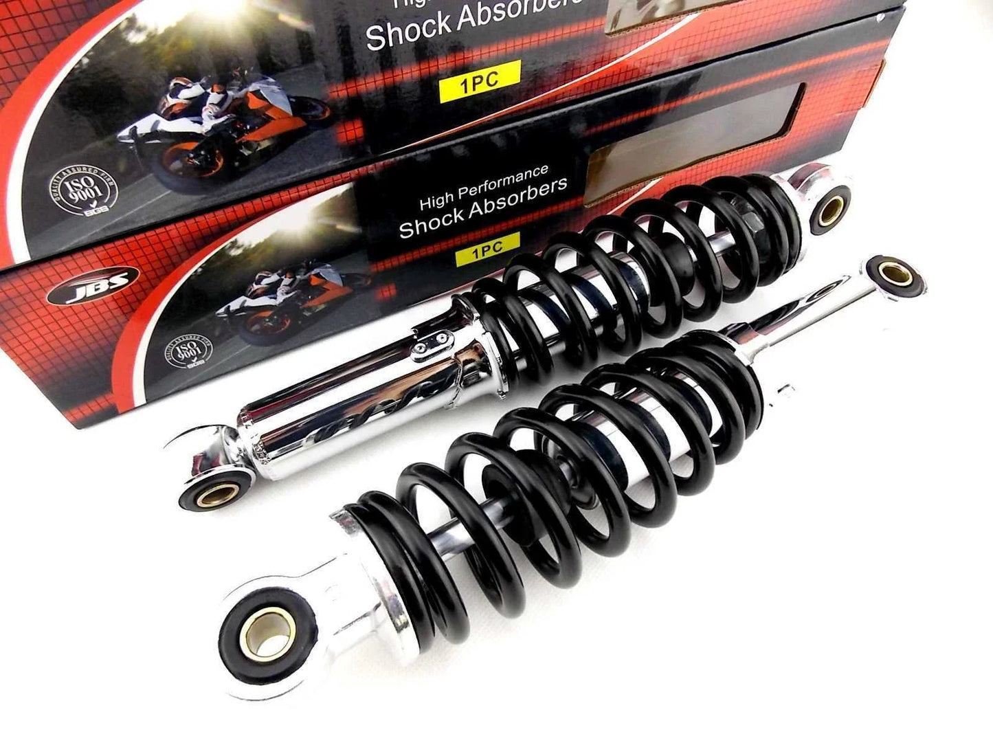 280mm JBS Black/Chrome Lowering Shock Absorbers for Suzuki GT185 (76-78)