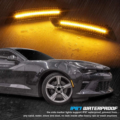 4 x LED Bumper Side Marker Lights Smoked for Chevy Camaro (2016-2021)