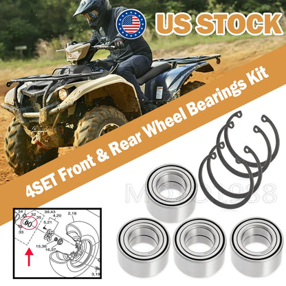 4 x Front Rear Wheel Bearings for Yamaha Kodiak 700 700K YFM700 (2016–2023)