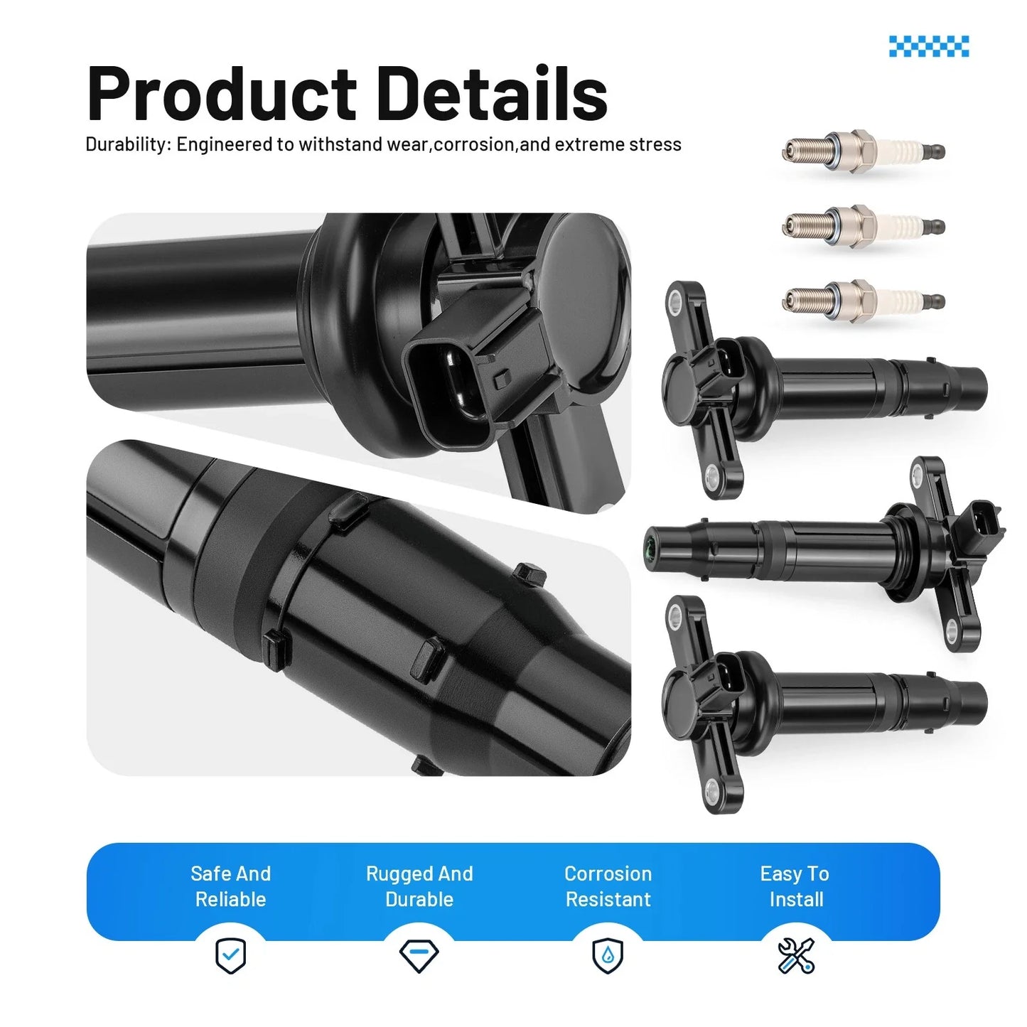 3 x Ignition Coil & 3 x Spark Plugs for Yamaha YXZ1000R (2016–2024)