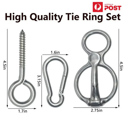 Horse Tie Ring with Eye Bolts & Snaps for Horses