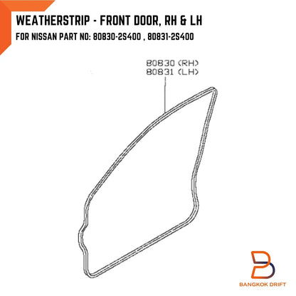 LH RH Front Door Weatherstrip Rubber Seal for Nissan Navara D22 (98-04)