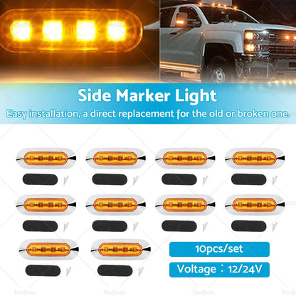10x LED Clearance Light Side Marker for Truck Trailer Lorry Amber