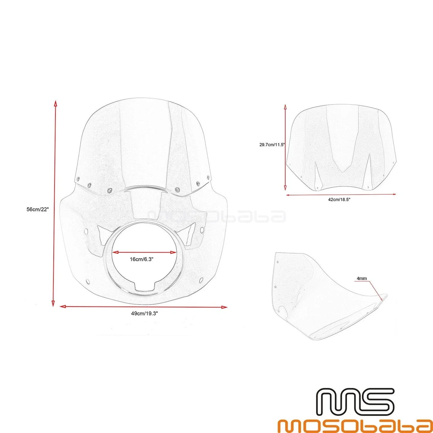 Front Headlight Fairing w/ Extension Blocks for Harley Motorcycle