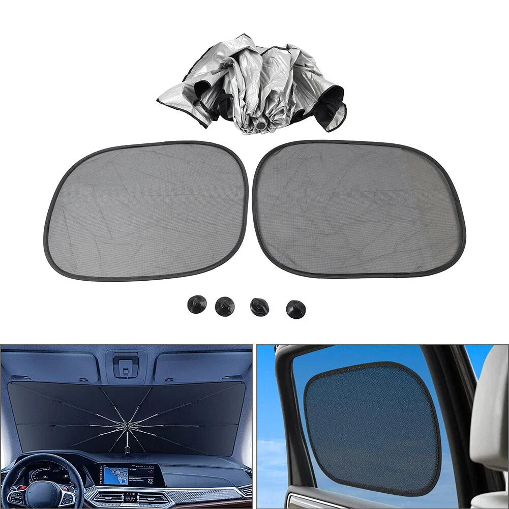 Windshield Sun Shade Umbrella Front Visor L Size Silver for Car