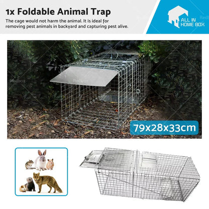 Humane Animal Cage Trap for Possum, Rabbit, Cat, Rat, Fox, Koala (79-28-33cm)