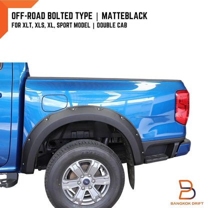 Matte Black Fender Flares for Ford Ranger 2022-2023 XL XLT XLS Sport