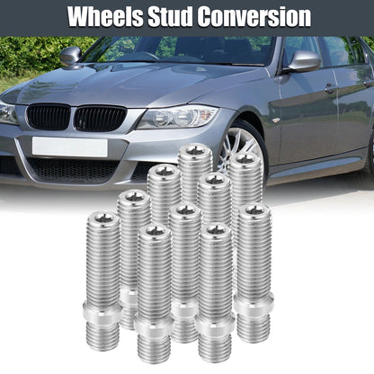 10 Pcs M12x1.5 50mm Wheel Studs for BMW Silver Tone
