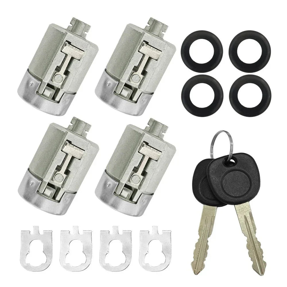 4 Pcs Door Lock Cylinder & 2 Keys for Chevrolet Express Savana 1500 2500 3500 (2003-2023)
