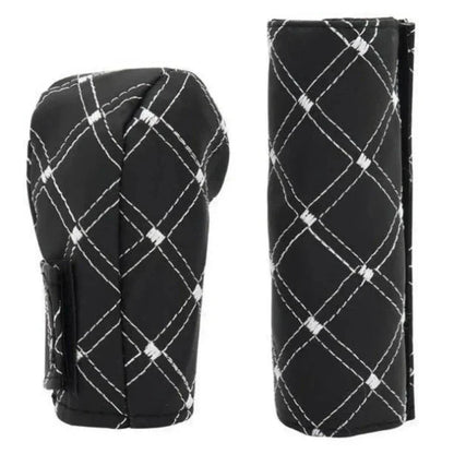 2 x Gear Shift And Handbrake Cover Set Red Wine Cloth for Manual Cars