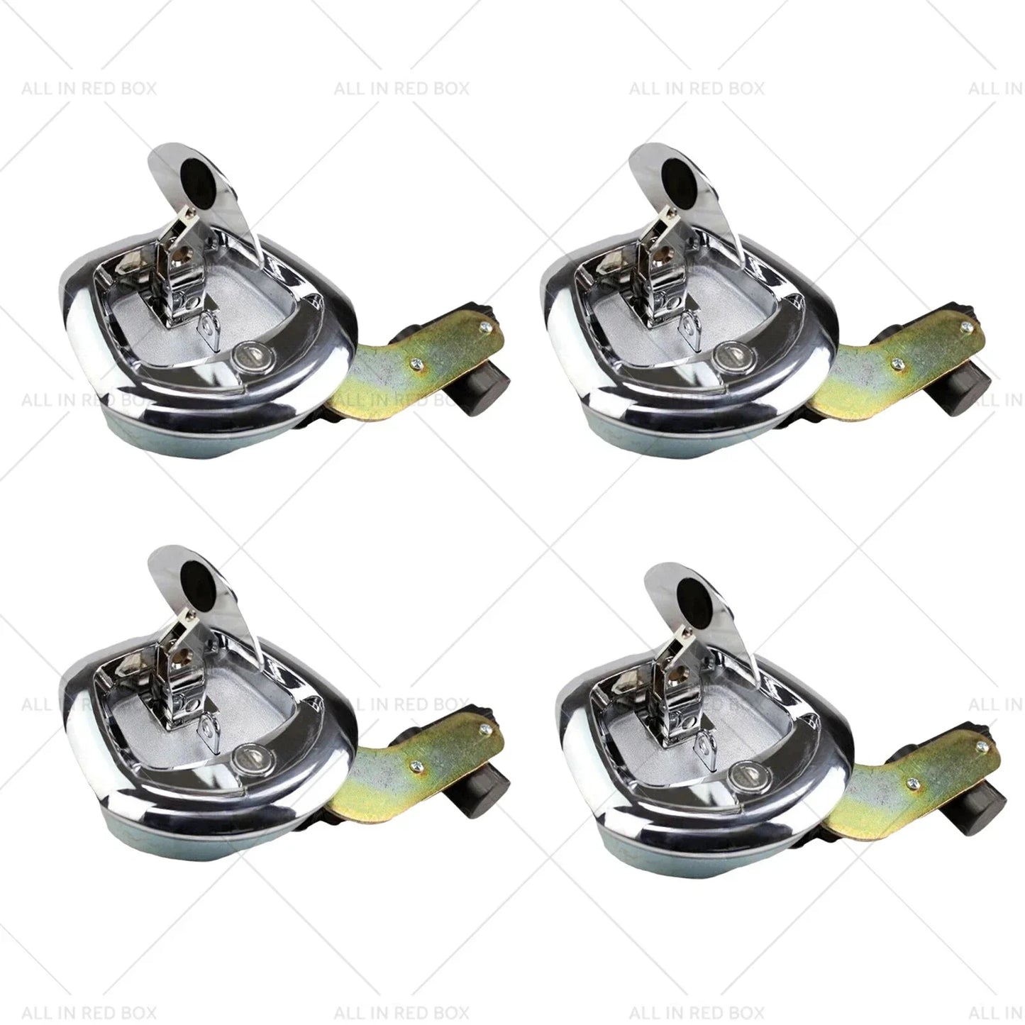 4 x Chrome Power Operated Recessed Whale Tail T-Lock Handles for Toolbox
