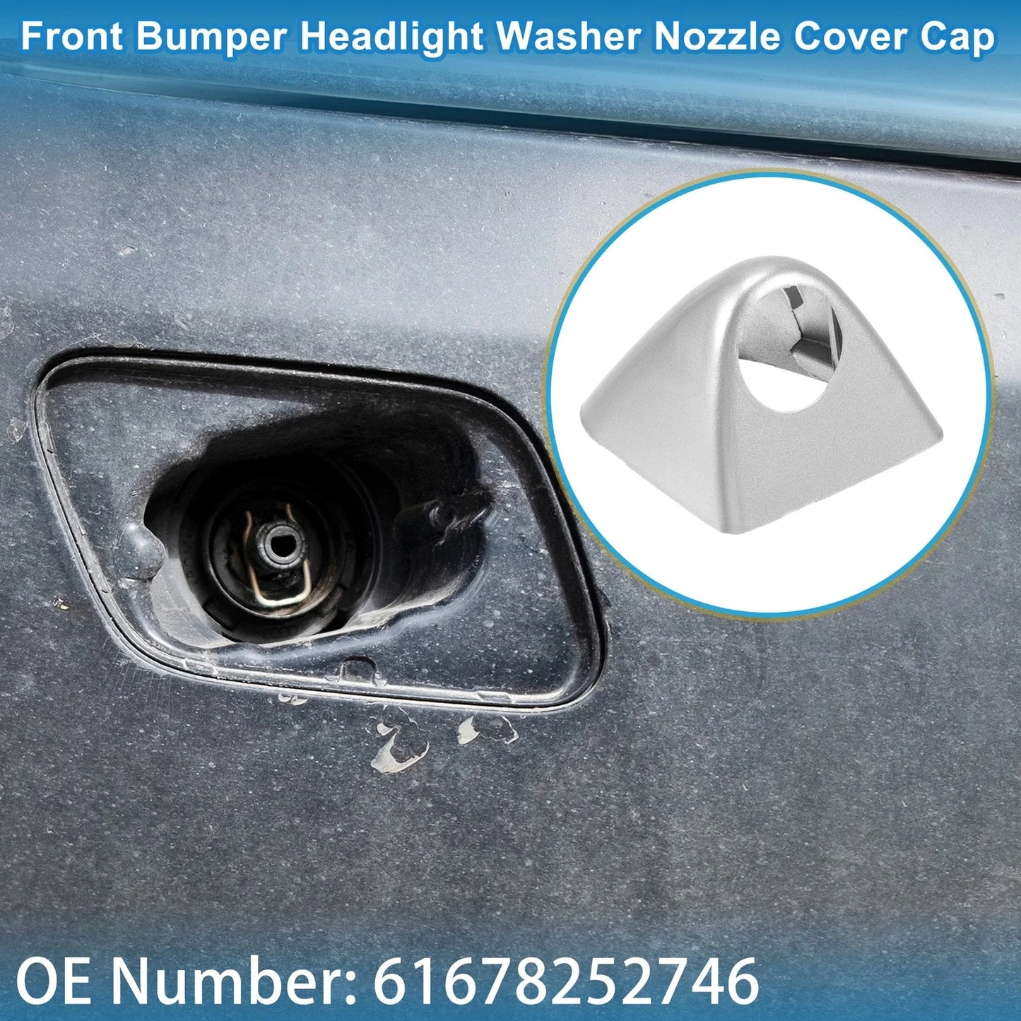 Front Right Side Washer Nozzle Cover Cap for BMW X5 Silver Tone