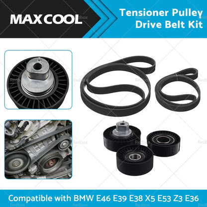 Belt Tensioner Pulley Drive Kit for BMW E46 E39 E38 X5 E53 Z3 E36 (1998-2006)