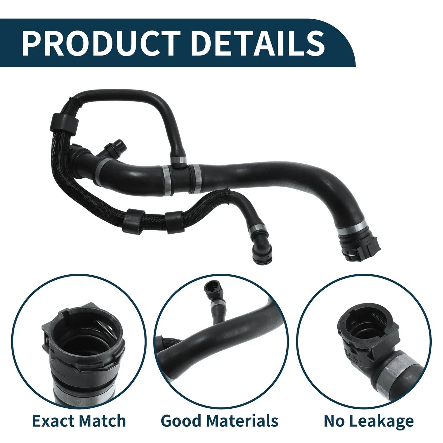 Radiator Hose 1Pc Rubber Coolant Pipe Black for BMW 1 Series