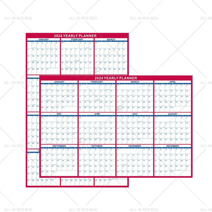 24 x 36in 2024 Dry Erase Wall Calendar Planner - Red (2024)