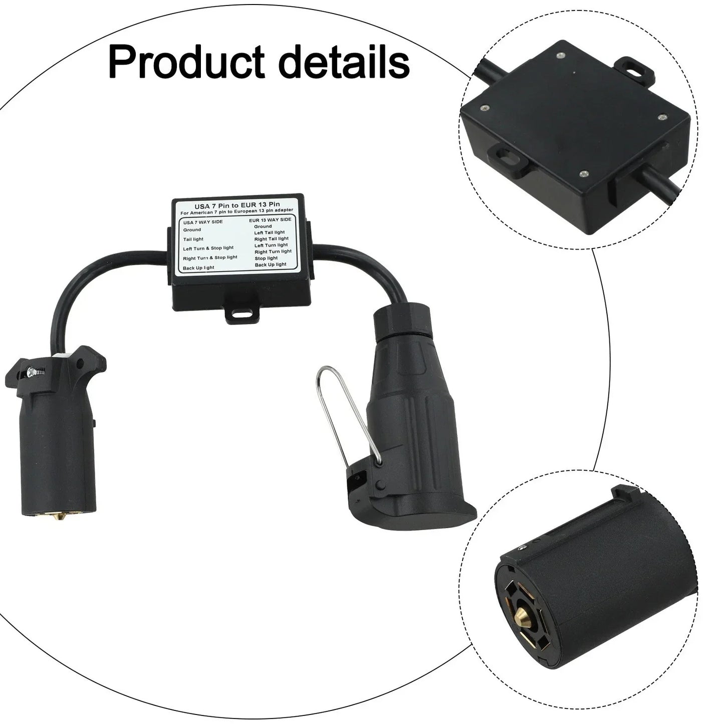 13-Pin Trailer Light Converter 7-Way Connector for Vehicles
