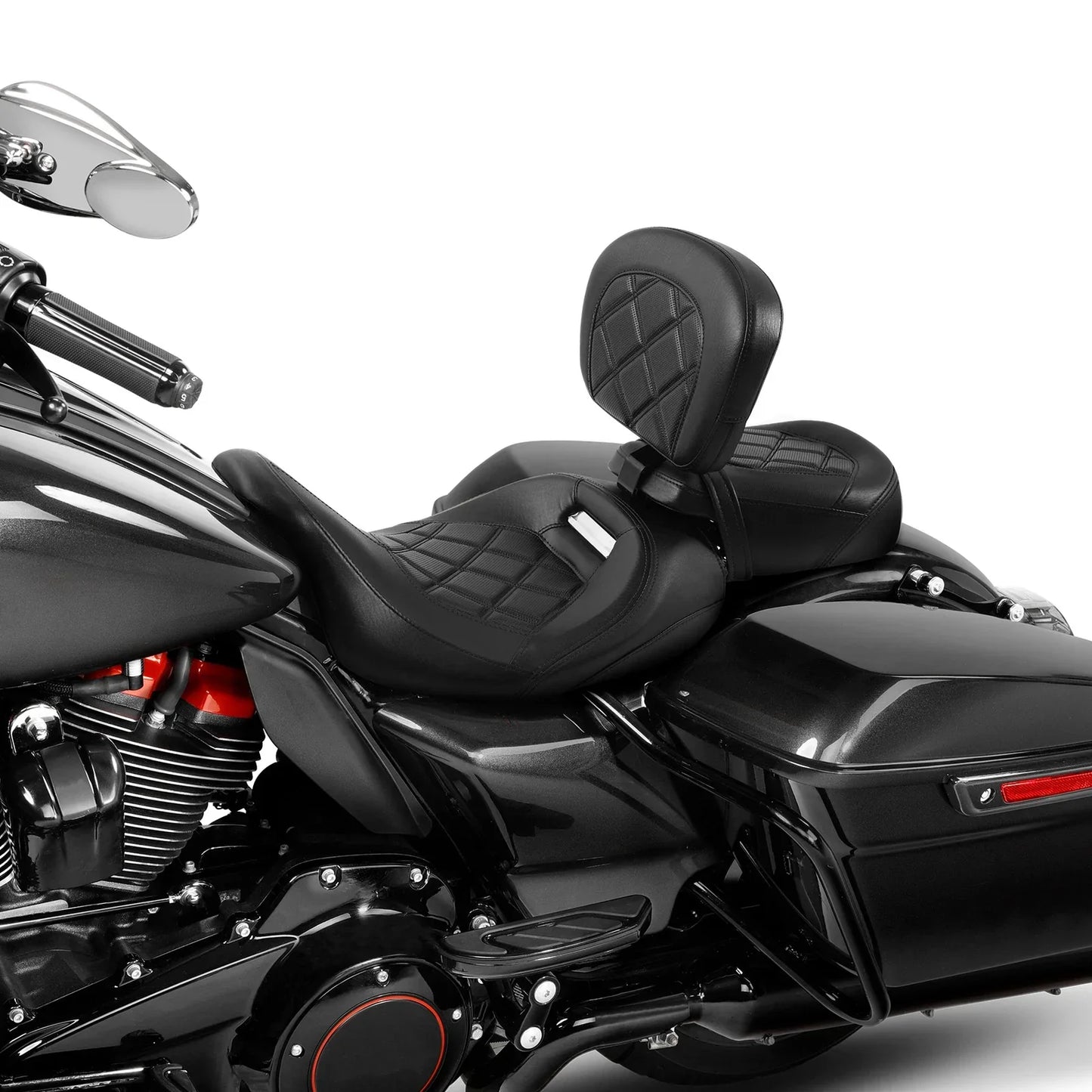 Black Driver & Passenger Front Backrest Seats for Harley Electra Glide (09-23)
