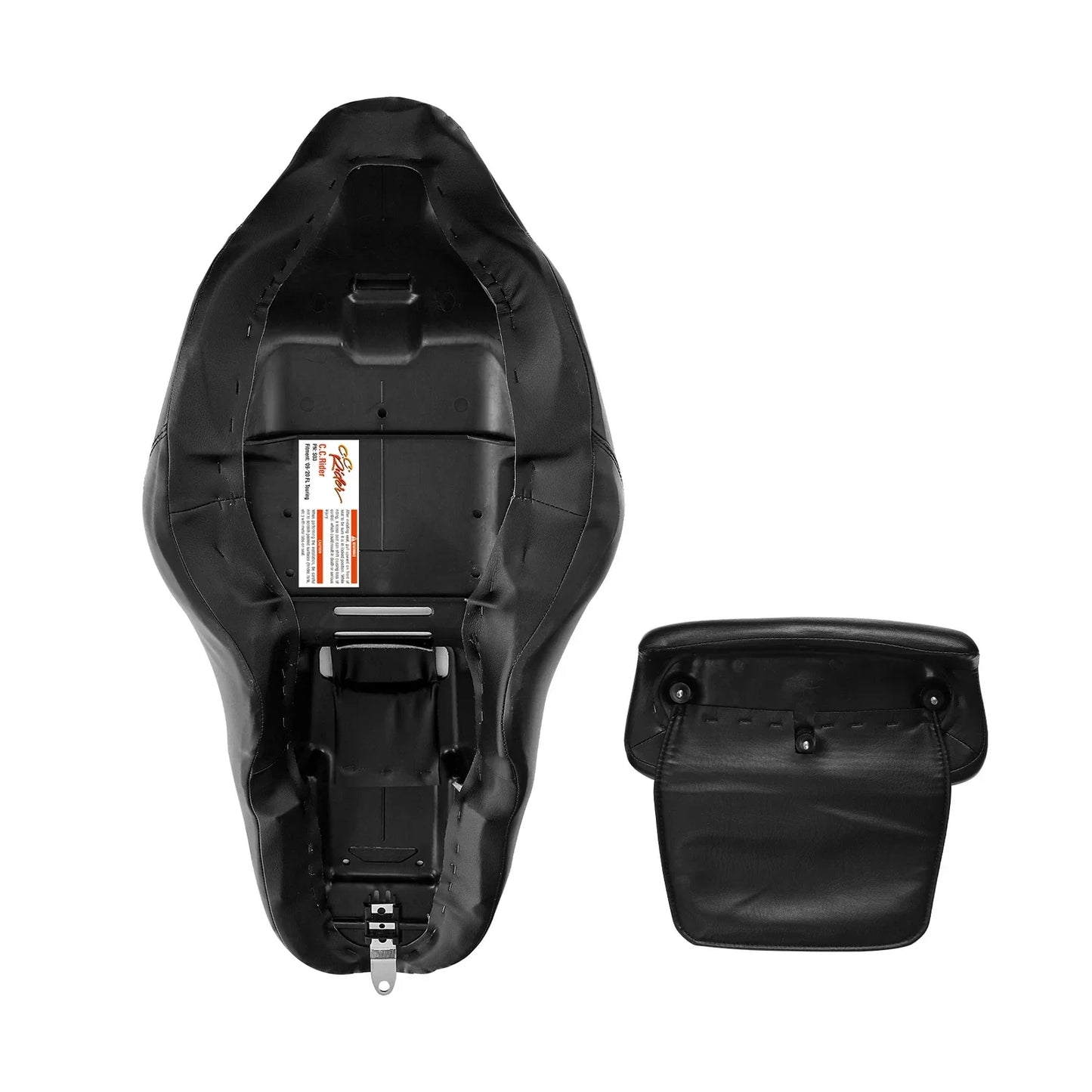 Black Driver Passenger Seat w/ Backrest for Harley Touring Glide (2014-2023)