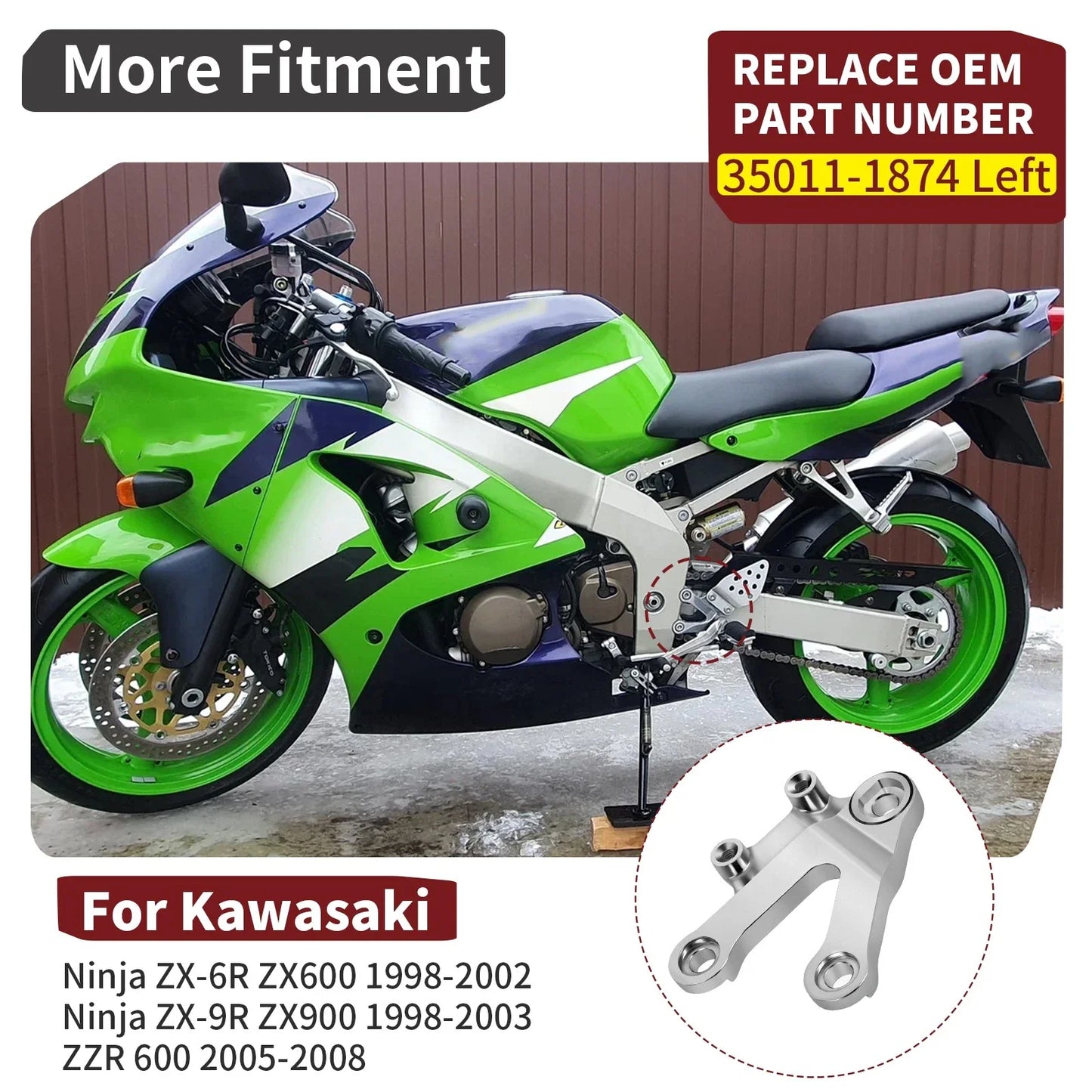 Left Front Footrest Mount Bracket for Kawasaki Ninja ZX-6R ZX-9R (1995–2007)