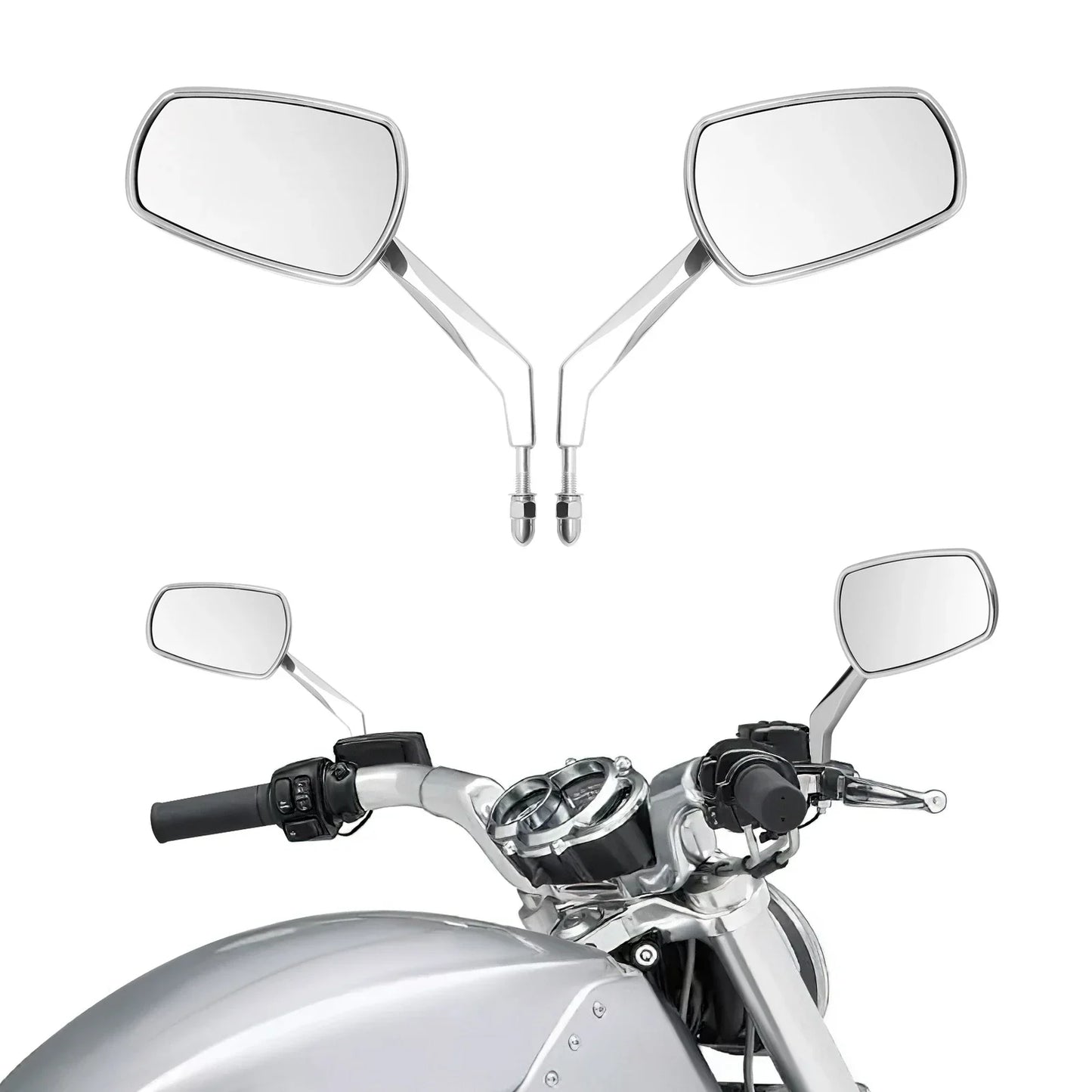 Chrome Rear View Mirrors for Harley Touring Street Road Glide 1982-2024