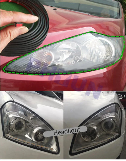 5M Slanted T Rubber Seal Strip Weatherstrip for Car Headlight Bumper Insert