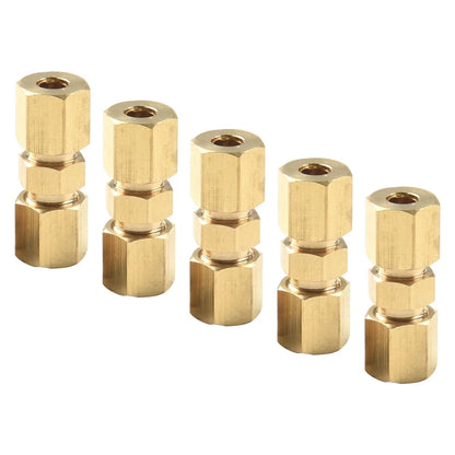 5 x Brass Brake Pipe Connector 33mmx10mm 3/16 Tube Joiner Union