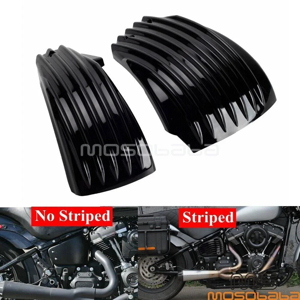 ABS Battery Side Cover Black Ribbed for Harley Softail Street Bob Low Rider (2018-2023)