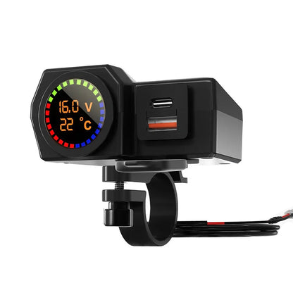 Waterproof Charger with Voltmeter and Temperature Display