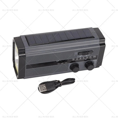 5000mAh Solar Hand Crank Emergency Radio & Flash Light for Black
