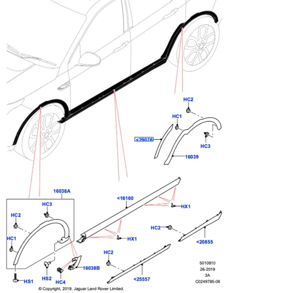 Rear Right Wheel Arch Molding for Land Rover Discovery Sport (2015-2022)