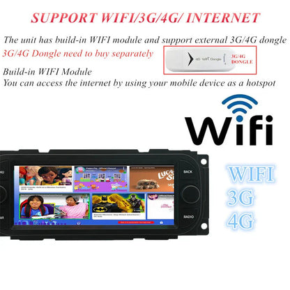 6.8'' Stereo Radio GPS Head Unit for Jeep Chrysler Dodge (1998-2010)