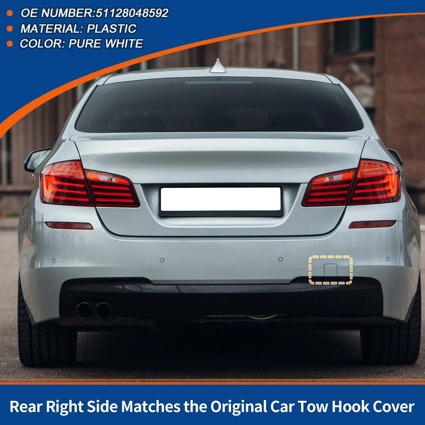 Tow Hook Cover for BMW 5 Series F10 Rear Bumper Pure White