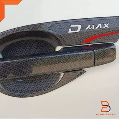 Black Carbon Fiber 4 Door Handle Cover Trim for Isuzu D-Max, MU-X (12-19)