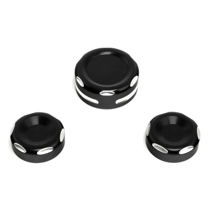 Black Fork Stem Upper Nut Bolt Covers for Harley Dyna Fat Bob FXDF (2006-2017)