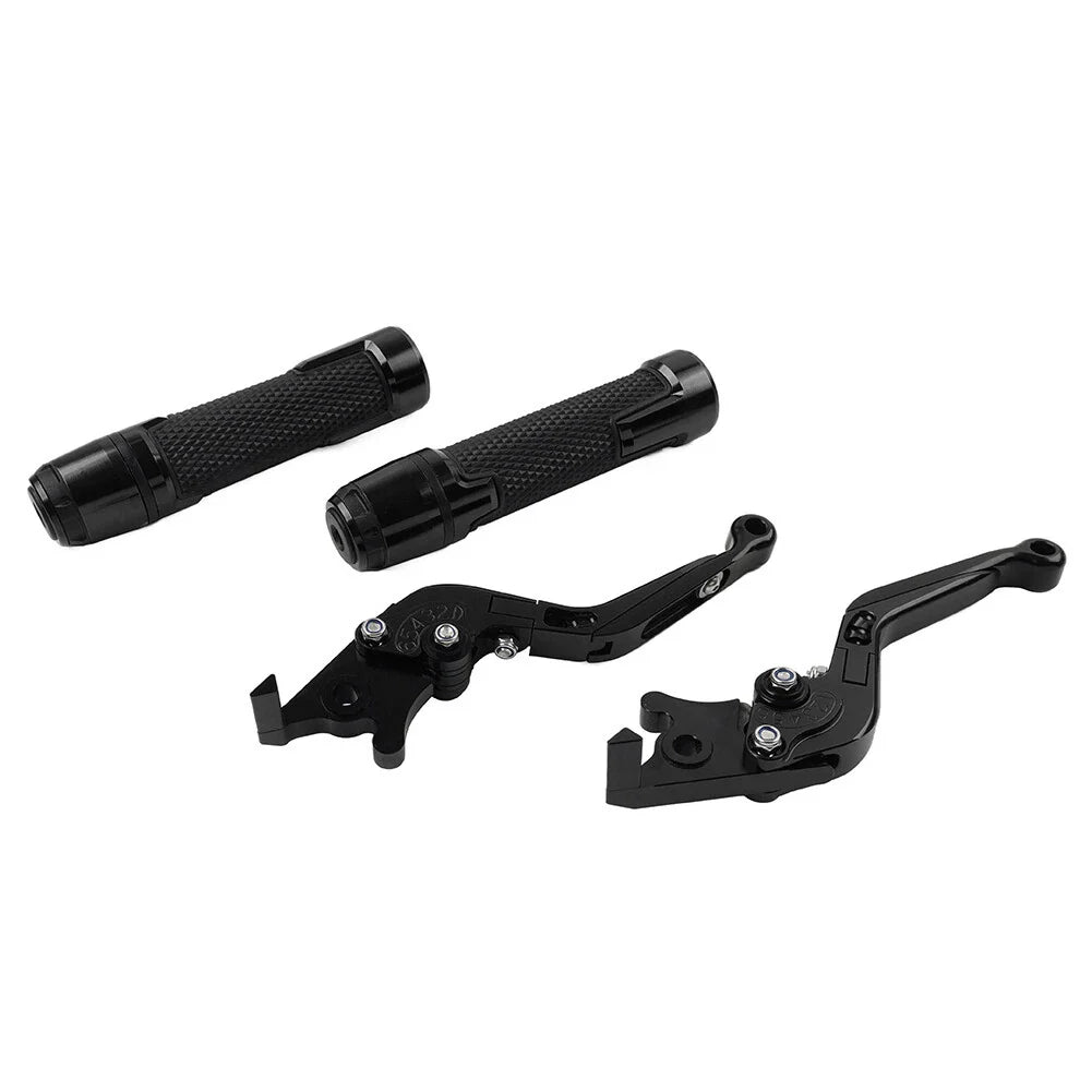 Black Extendable Brake Clutch Lever Grip Set for BMW R1200GS R1250GS (2013-2023)