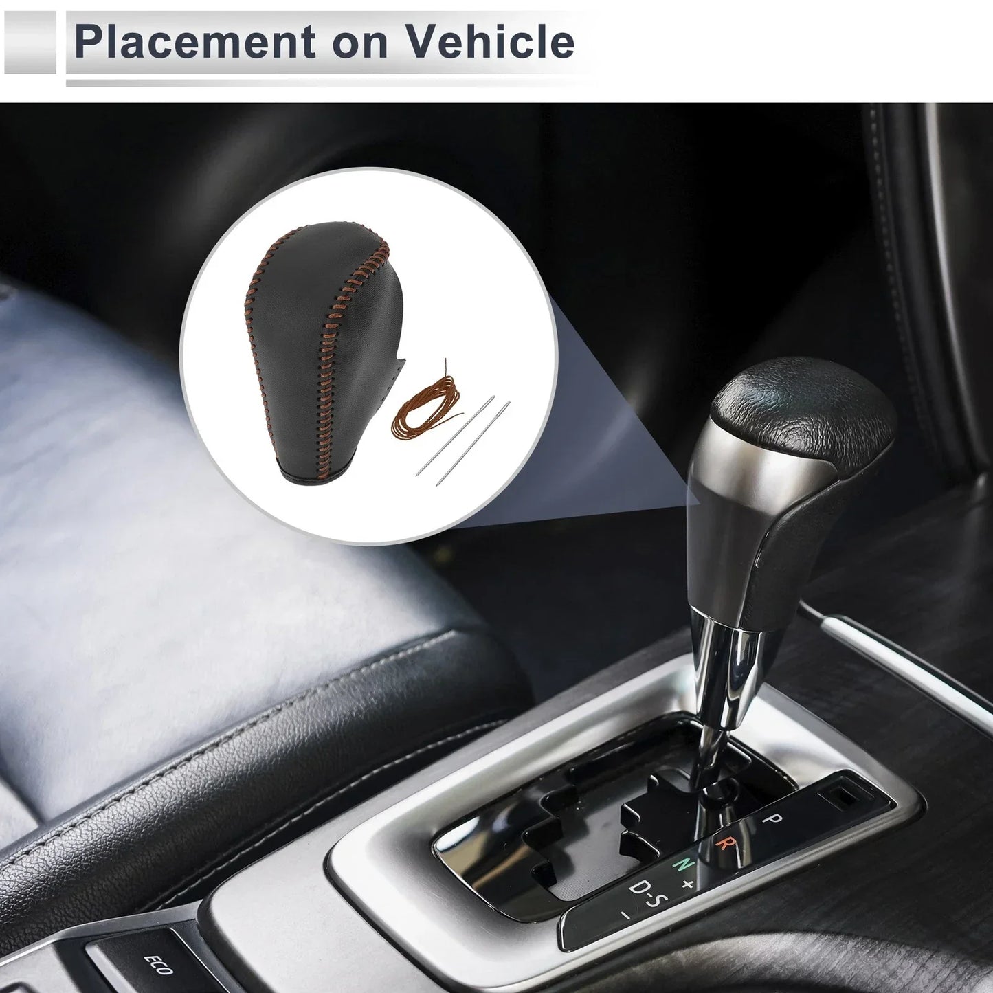 Gear Shift Knob Cover for BMW 3 Series (2004-2012) Black Faux Leather