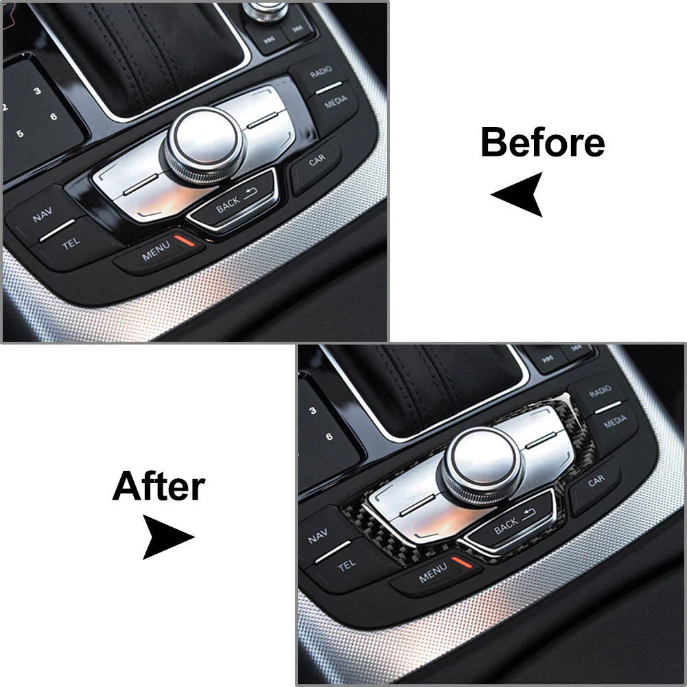 Carbon Fiber Multimedia Knob Cover Trim for Audi A6 A7 (2012-2018)