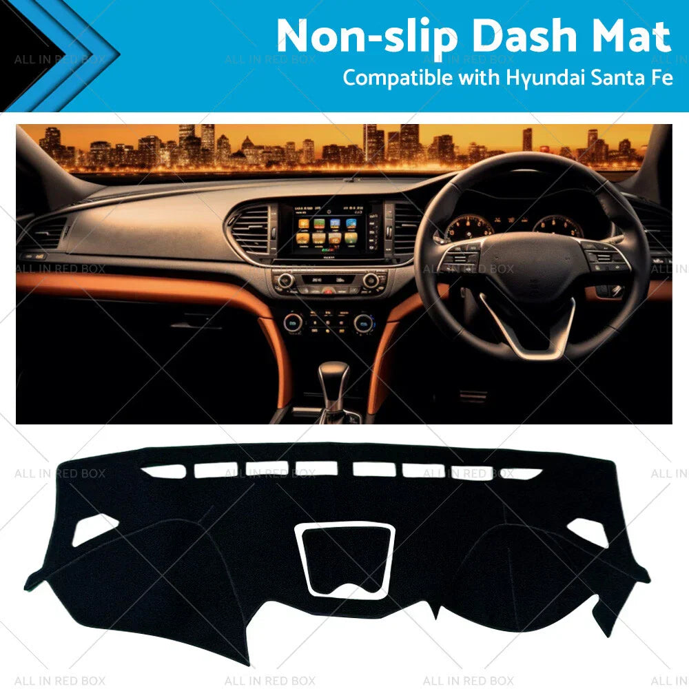 Black Non-Slip Dashboard Cover for Hyundai Santa Fe (2013-2018)