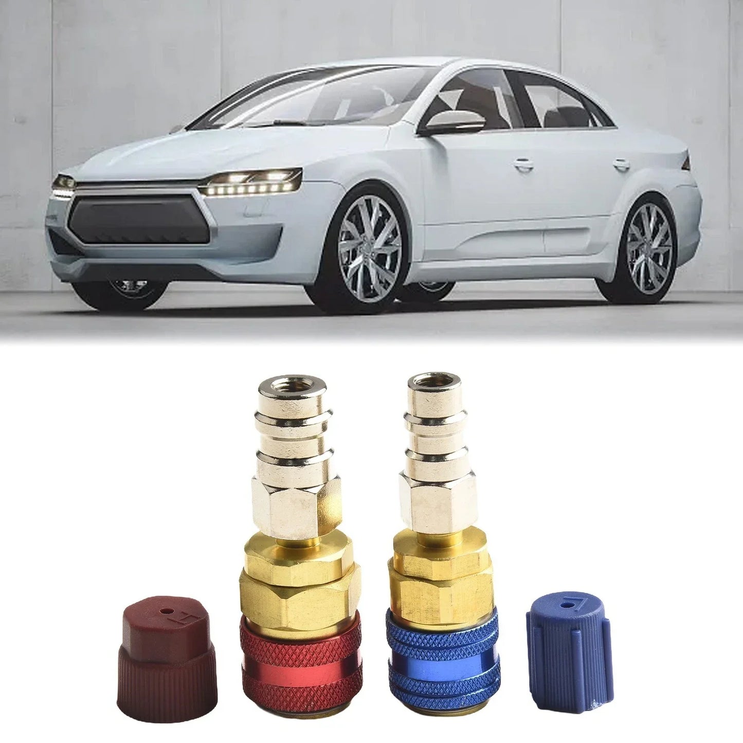 2x Replace Car A/C Air Condition Low/High R134 Quick Coupler Extension Adapters