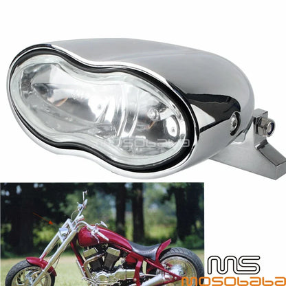 Chrome Universal Wave Dual Hi/Low Beam Headlight for Harley Chopper Softail Dyna