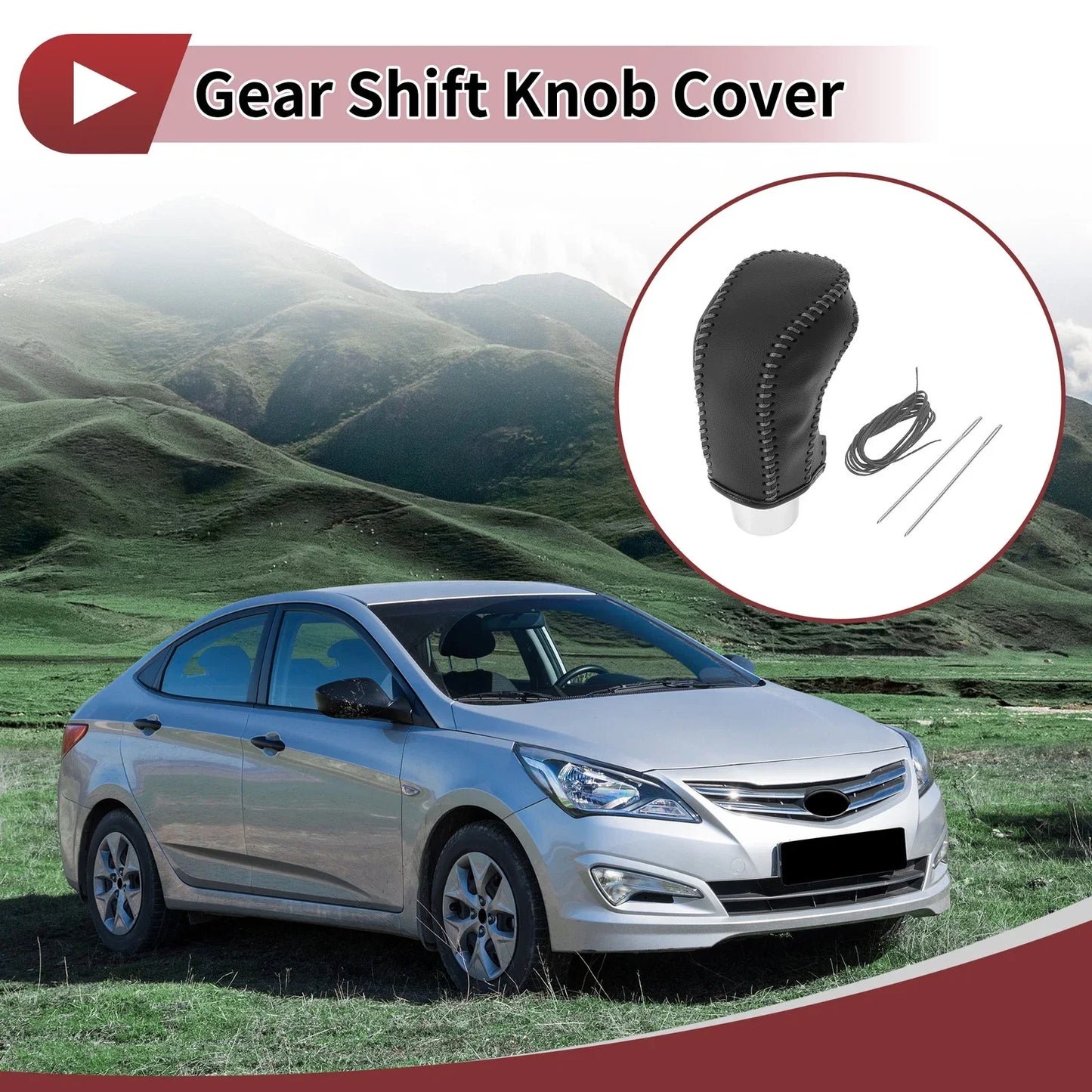 Car Gear Shift Knob Cover for Hyundai Accent (2018-2022) Black Grey