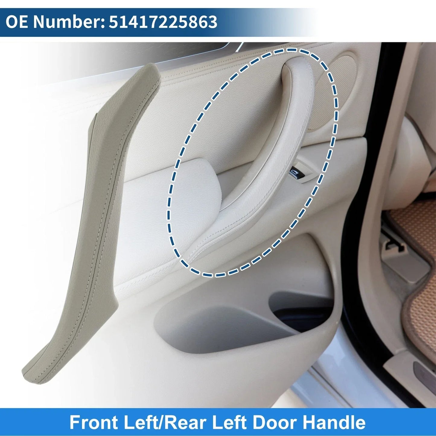 Inner Door Panel Handle for BMW F10 F11 F18 (2010-2017) Beige